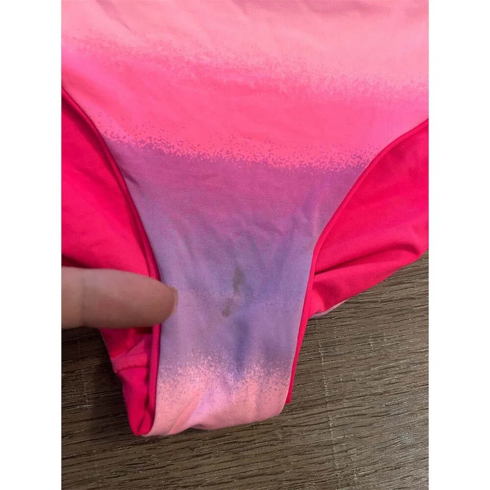 Bikini Set Womens Size M Reversible Ombre High Neck Halter 2 Piece